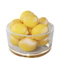 3D rendering of a bowl of lemons on a white background Royalty Free Stock Photo