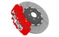 Brake disc assembly with an 8-piston aluminum caliperfrom sports brake system