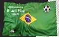 3d rendering brazil flag football soccer