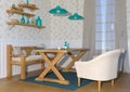 3D Rendering Breakfast Nook