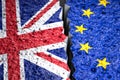 Brexit - British and European flag on broken concrete illustration