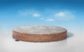 3D rendering brick podium isolated in round exhibition space Royalty Free Stock Photo