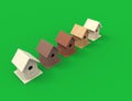 3d rendering of a brid house isolated in green studio background