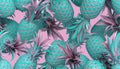 3d rendering of bright tiki style seamless pattern with pineapples.