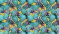 3d rendering of bright tiki style seamless pattern with pineapples.