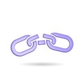 3d rendering broken chain icon. Illustration with shadow isolated on white