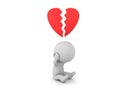 3D Rendering of broken hearted character Royalty Free Stock Photo