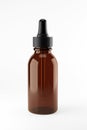 3D rendering of brown medical oil glass bottle mockup