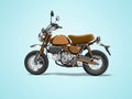 3d rendering brown motorcycle left view on blue background with shadow Royalty Free Stock Photo