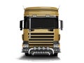3D rendering brown road dump truck front view on white background with shadow