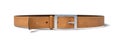 3d rendering of a buckled brown leather belt lying on a white background. Royalty Free Stock Photo