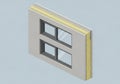 3D rendering of a building wall section showcasing a double- Royalty Free Stock Photo