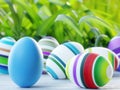 Bunch of Easter eggs with stripped pattern