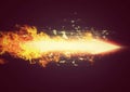 3d rendering burning flame rocket missile fired