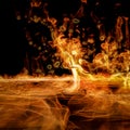 3D Rendering of Burning Liquid Fuel Splah on Fire and Flame