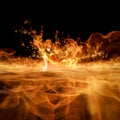3D Rendering of Burning Liquid Fuel Splah on Fire and Flame