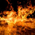 3D Rendering of Burning Liquid Fuel Splah on Fire and Flame