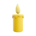 3D rendering of a burning yellow wax candle. Burning yellow candle 3D rendering, icon