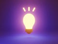 3D rendering, business ideas and inspiring ideas with light bulbs