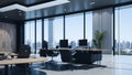 3d rendering business meeting and working room on office building