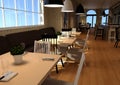 3D Rendering Cafe Dining Area