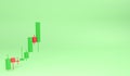 3D rendering candle stick in going up bull trend
