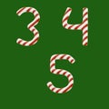 Candy cane alphabet - digits 3-5 Royalty Free Stock Photo