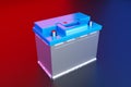 3D rendering. Car battery on multicolor background.