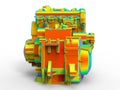 3D rendering -  car engine finite element analysis Royalty Free Stock Photo