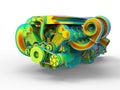 3D rendering - car engine structural element analysis Royalty Free Stock Photo