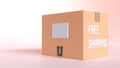3D rendering cardboard box or delivery package. 3D illustration delivery cargo box. Free Shipping