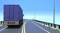 3D rendering cargo truck is driving on the bridge and sky background Royalty Free Stock Photo