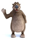 3D rendering of a cartoon bear waving hello.