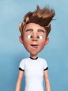 3D rendering of a cartoon boy doing a silly face