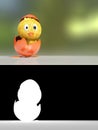 3d rendering cartoon of cute hatched little chick with cracked