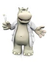 3D rendering of a cartoon hippo dentist