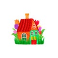 3D rendering cartoon house icon isolated on white