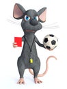 3D rendering of a cartoon mouse as soccer referee