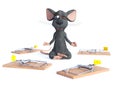 3D rendering of a cartoon mouse doing yoga