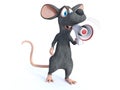 3D rendering of a cartoon mouse holding megaphone