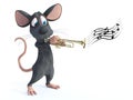 3D rendering of a cartoon mouse playing trumpet