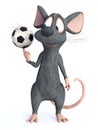 3D rendering of a cartoon mouse posing with soccer ball Royalty Free Stock Photo