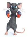 3D rendering of a cartoon mouse wearing boxing gloves