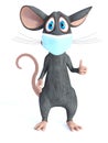 3D rendering of a cartoon mouse wearing face mask