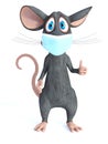 3D rendering of a cartoon mouse wearing face mask Royalty Free Stock Photo