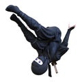 3D Rendering Cartoon Ninja Boy on White