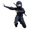 3D Rendering Cartoon Ninja Boy on White