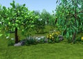 3D Rendering Cartoon Pond