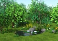 3D Rendering Cartoon Pond