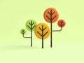 cartoon style tree autumn/fall season nature colorful 3d rendering